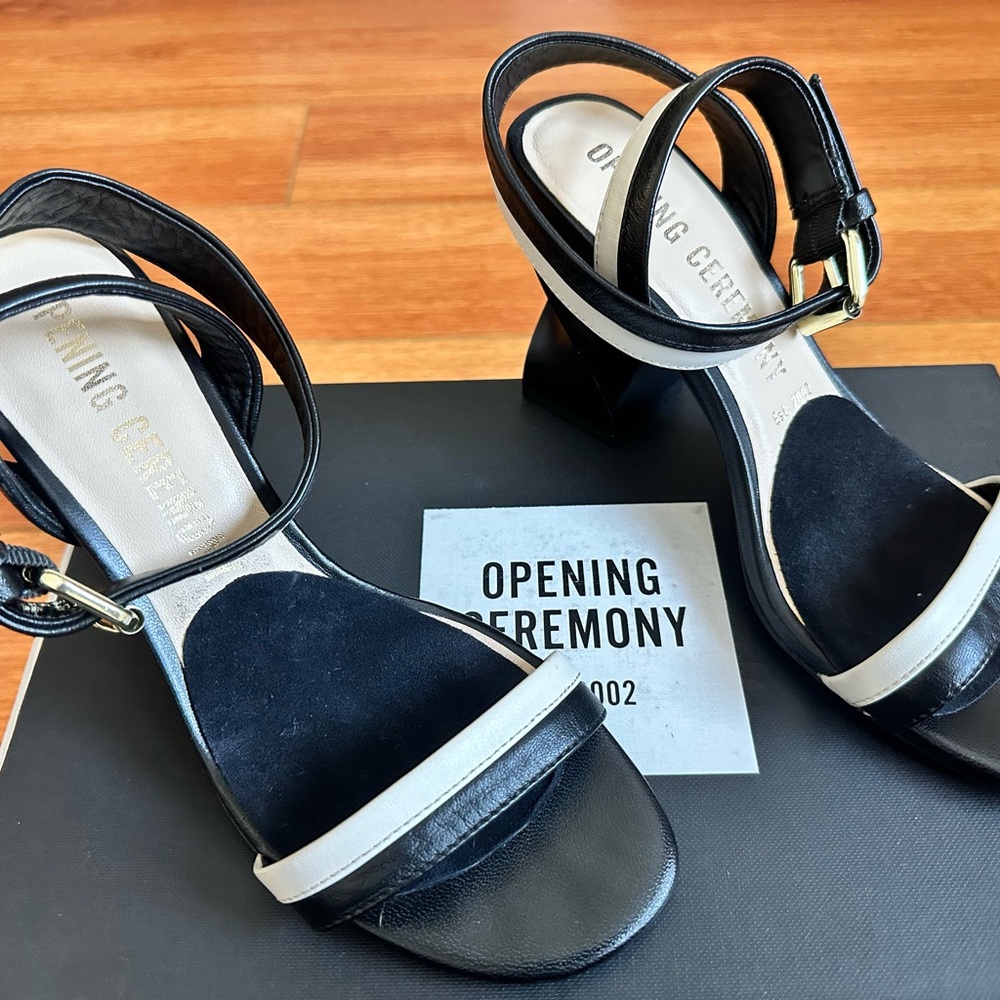 Opening Ceremony Black and White Heeled Sandals